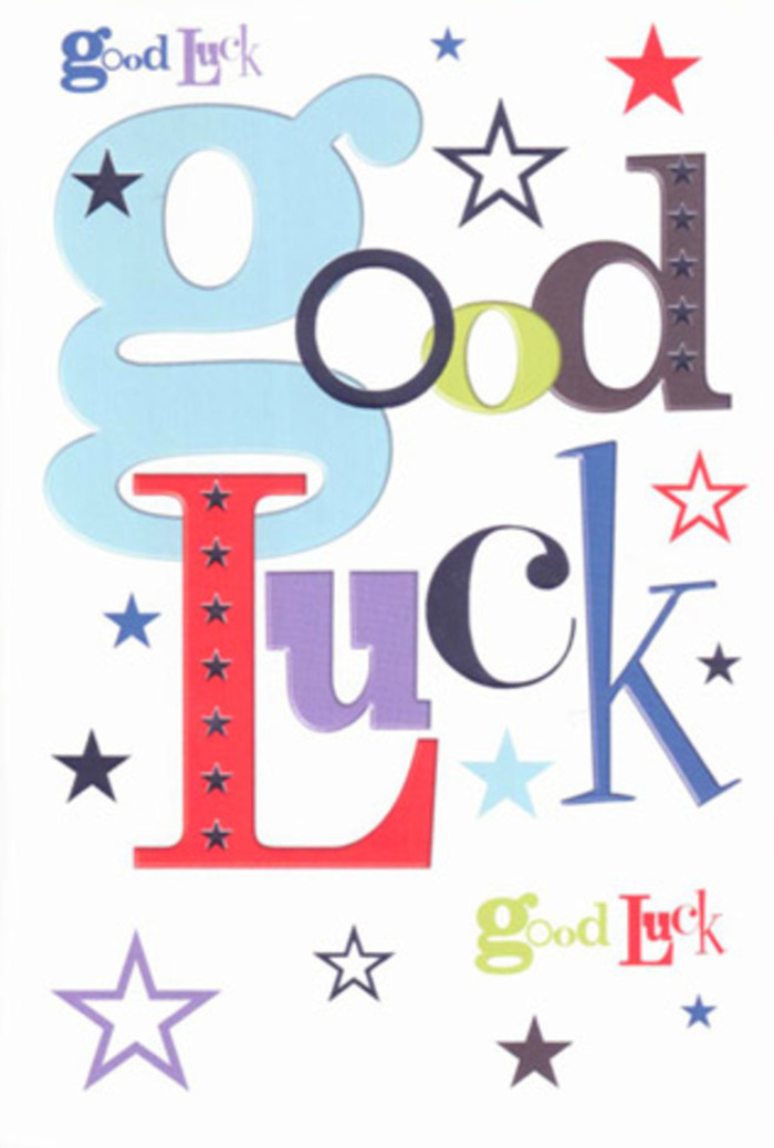 This cheerful luck-themed card bursts with personality and warmth, inspired by the artistic soul of Gipsy Hill and its leafy, creative avenues. Against a pristine white canvas, each letter beams-some broad and pastel blue, others slender and deep as dusk, all stamped with brightly coloured stars that streak joyfully across the design. There's a sense of celebration woven through the layout, echoing the applause and laughter of neighbours supporting a dream. The interplay of bold reds, lively greens, and regal purples creates a contemporary yet inviting look, bringing to mind the fresh palette of a bouquet from a local florist's studio on Gipsy Road. Smooth cardstock lends a pleasant tactile experience, inviting the holder to linger and enjoy the quality beneath their fingertips. Perfect for milestones-a first job in the SE19 arts scene, passing an exam, or finally launching a creative project-this card radiates encouragement and hope. It's a keepsake that brims with the same optimism that characterises Gipsy Hill's community, ready to hearten someone setting off into the unknown, with a message as heartfelt as a hand-delivered bouquet.